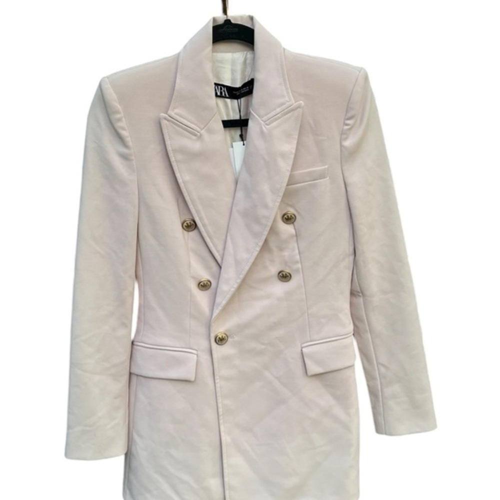 Zara Double-Breasted Blazer with Gold tone Buttons Size XS